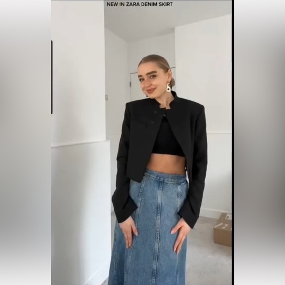 Zara Blue Denim Jeans Jean Maxi Skirt - Picture 12 of 13